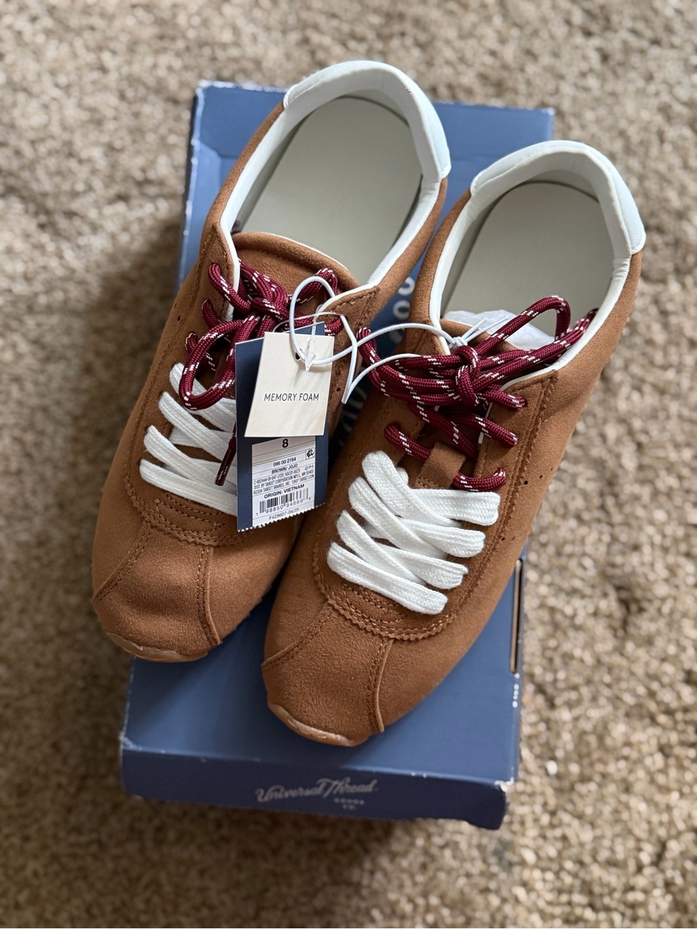 Universal Thread JoJo sneakers in brown, featuring a microsuede upper size 8 NIB